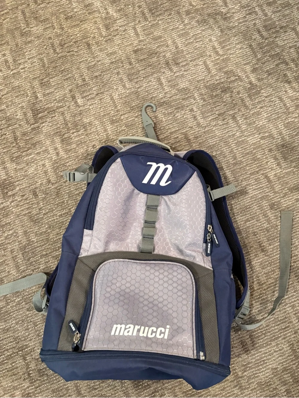 Marci Navy and Gray Baseball Backpack